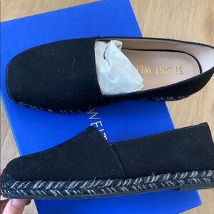 Stuart Weitzman Black Espadrille Slip-Ons